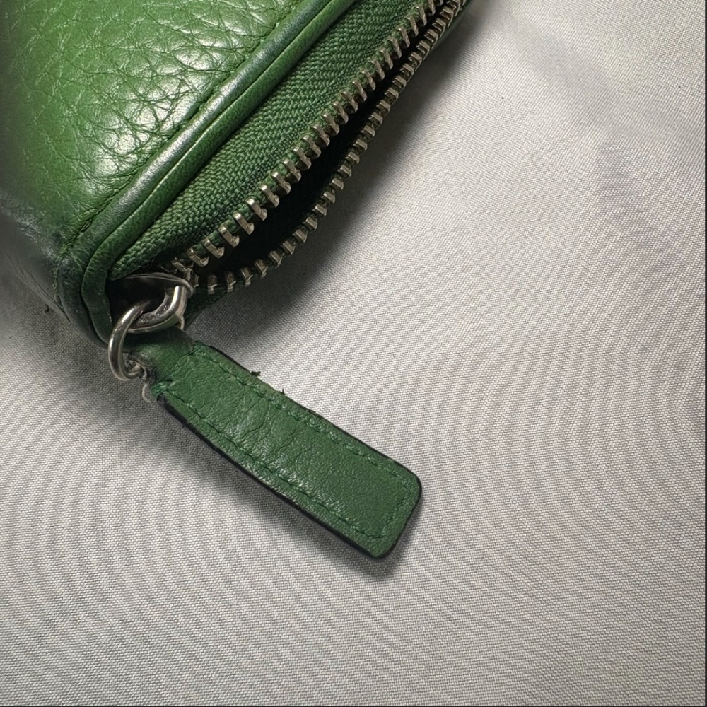 Coach Op Art Long Wallet Leather Green Silver Metal Fittings Round Zipper - Picture 14 of 15